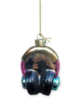 Glass bauble: Gold headphones (512169)