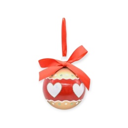 Glass bauble 8cm red gingerbread hearts (TG75897)