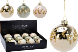 Glass bauble 8cm gray with twigs (526749)