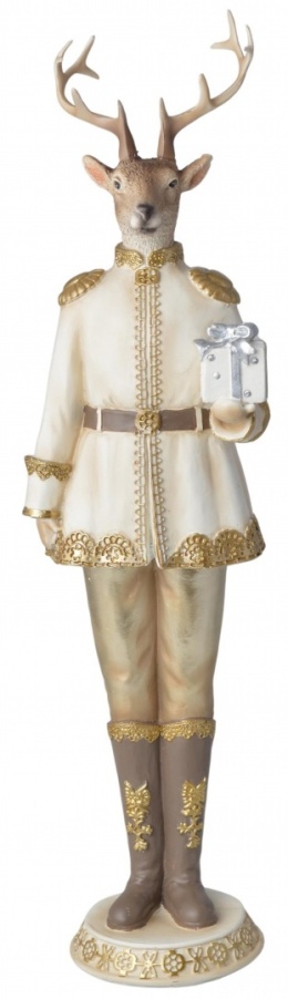 Renifer ceram. z prezentem ecru surdut h:40x11x10cm (2709)-20%