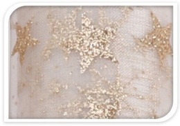 Organza biało złota gwiazdki 30x500cm (523842)