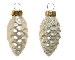 Szyszki szklane ecru bł/mat 2,5x6cm opakowanie 12szt (012106)