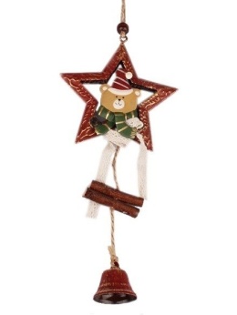 Zawieszka gwiazdka metalowa z misiem z dzwonkiem 22*9cm (EE001)-30%