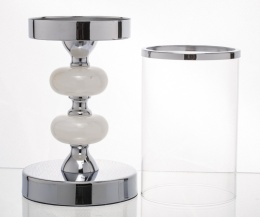 Świecznik chrom 2 kulki z alabastru (131256)-20%