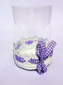 Świecznik metal.ze szkłem mały 'krateczka' (601134)A-20%