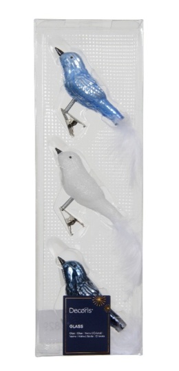 Kpl. 3 ptaszki szklane mix na klipsie (120829)