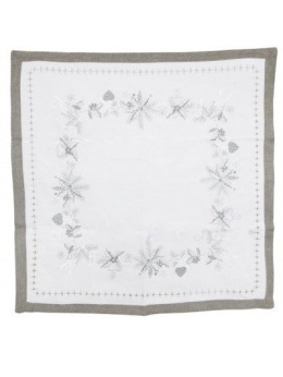 Obrus biało szary 85*85cm z gałązkami (QFH18-04) -50%