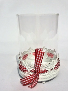 Świecznik metal.ze szkłem mały 'krateczka' (601134)A-20%