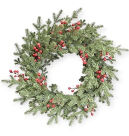 Wianek 60cm świerk PE czerwone owoce (CV28555)