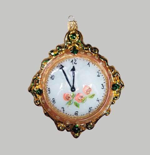 Bombka Morozko: Zegar wiszący okrągły z kwiatkami (436)