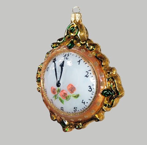 Bombka Morozko: Zegar wiszący okrągły z kwiatkami (436)