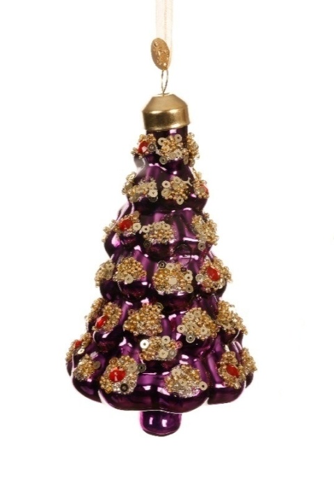 Bombka szklana: Choinka z dekoracją ciemny fiolet (122223)