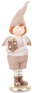 Elf chłopiec ceramiczny z paczką na podstawie (139564)-20%