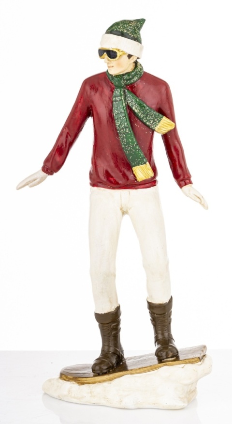 Figurka 24cm sportowiec na snowbordzie, poliresing (181002)