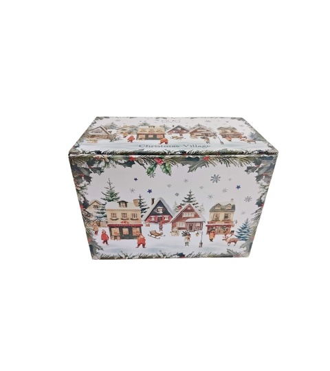 Kubek porcelana 460ml z metalowym zaparzaczem Christmas Village ozdbne pudełko