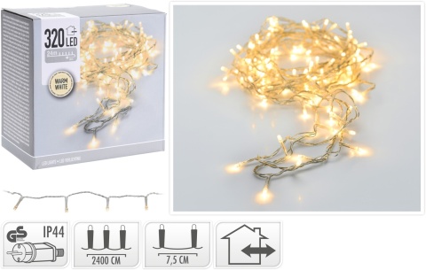 Lampki 320 LED 24m transparentny kabel ciepłe (AX8404050)