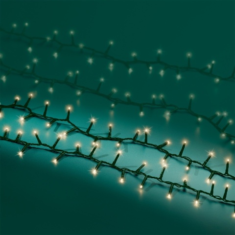Lampki 600LED ciepłe efekt przygasania 18m timer (495892) ciemny kabel