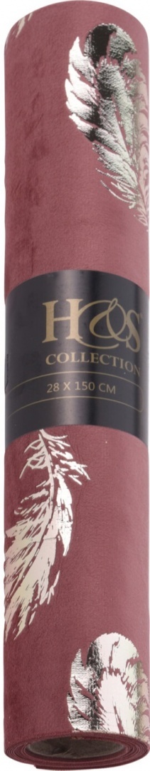 Materiał welur różowy złote piórko 28*150cm (008970) -40%