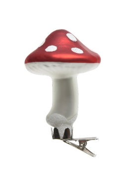 Glass toadstools on a clip, flat, set of 3 (129241)