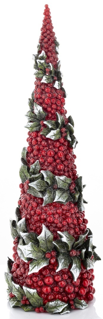 Christmas tree medium cone hawthorn berries and holly, polyresin (169971)