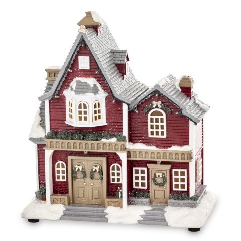 LED tenement house burgundy gray roof 8 melodies (172585)