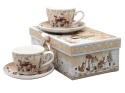 Set of 2 ceramic cups and saucers "forest animals" (PG-19680) in a decorative box