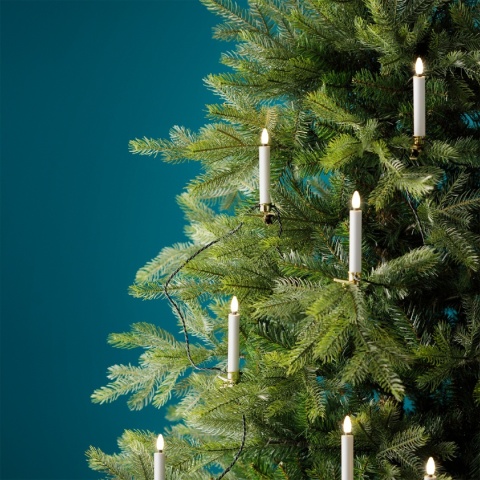 White candles 20 LED warm on a clip, length 9.5 m, indoor/outdoor timer (492879)