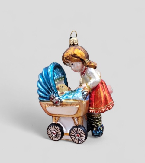 Komozja Christmas Ornament: Girl with a Stroller (6009K00)