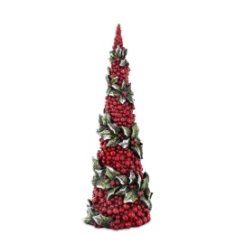 Christmas tree medium cone hawthorn berries and holly, polyresin (169971)