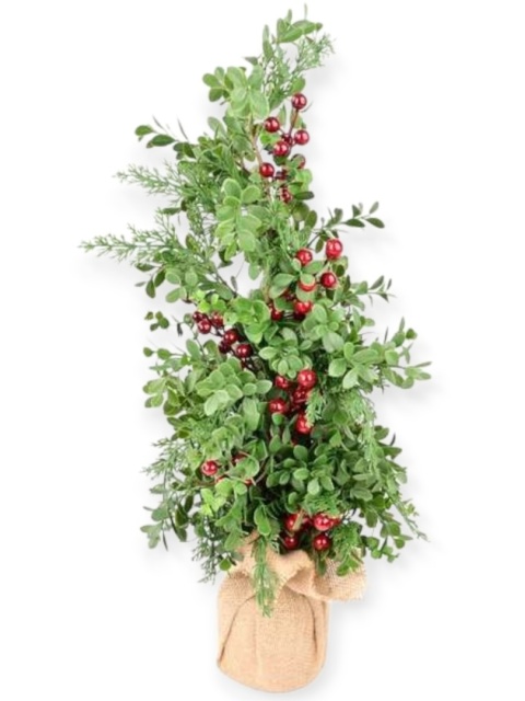 Drzewko 67cm w jucie mix gałązek bordowe owoce (CV37234)