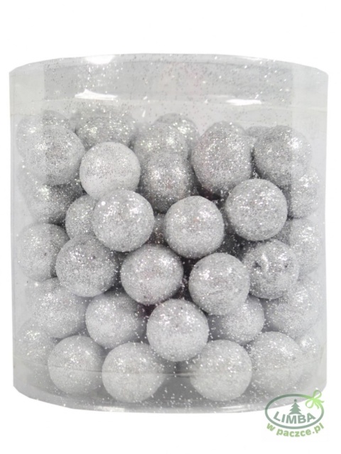 Kulki styropianowe brokatowe srebrne 2,2cm (TG37084-2)