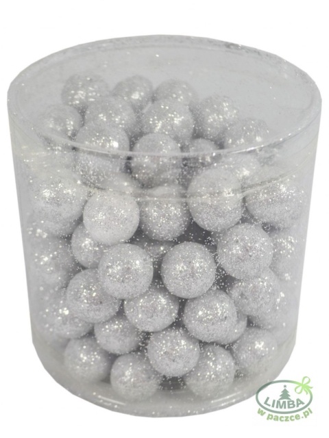 Kulki styropianowe brokatowe srebrne 2,2cm (TG37084-2)