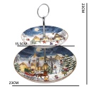 Two-tier ceramic platter "Christmas village" (PG-19871) in a decorative box