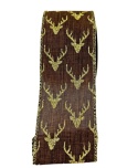 Brown glitter ribbon on a spool with reindeer (RF0542)