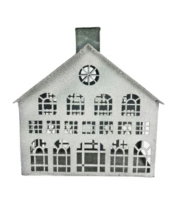 Winter lantern house for candles, gray metal roof (JK0141)