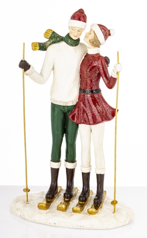 Figurine of a pair of skiers 27cm, polyresin (181004)