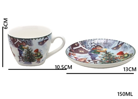 Set of 2 ceramic cups and saucers "Christmas Time" (PG-19437) in a decorative box