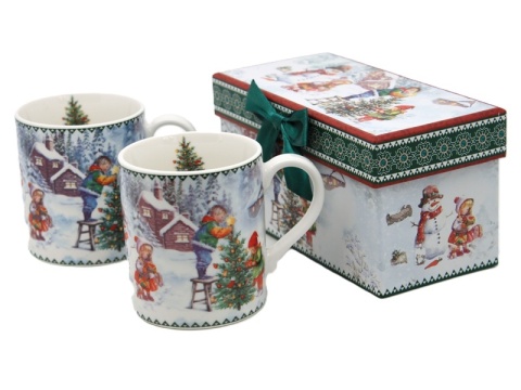 Kpl. 2-ch kubków ceramicznych "świąteczny czas" (PG-19383) w ozdobnym pudełku