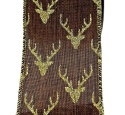 Brown glitter ribbon on a spool with reindeer (RF0542)
