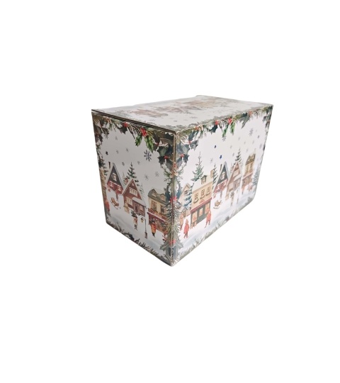 Kubek porcelana 460ml z metalowym zaparzaczem Christmas Village ozdbne pudełko