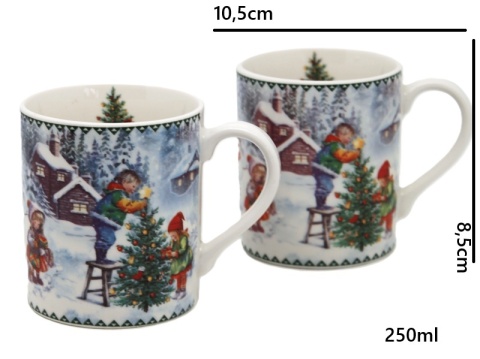 Set of 2 ceramic mugs "Christmas time" (PG-19383) in a decorative box
