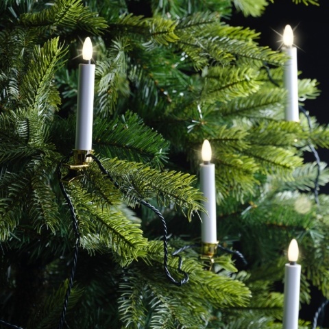 White candles 20 LED warm on a clip, length 9.5 m, indoor/outdoor timer (492879)
