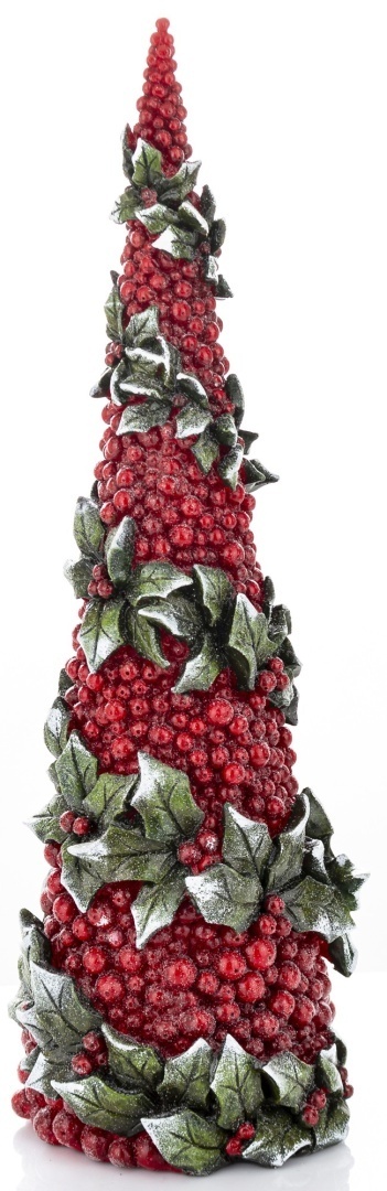 Christmas tree medium cone hawthorn berries and holly, polyresin (169971)