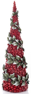 Christmas tree medium cone hawthorn berries and holly, polyresin (169971)