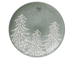 Talerz ceramiczny 27cm zielony z białymi choinkami (604059)