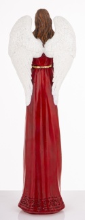 Angel 38cm with a lantern in a red dress, polyresin (181039)