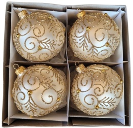 Baubles 120 decorated with ornament, pack of 6: GOLDEN WHISPER