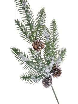 Gałązka PE zielona z lodem i szyszkami (XY18-418-1A)-20%