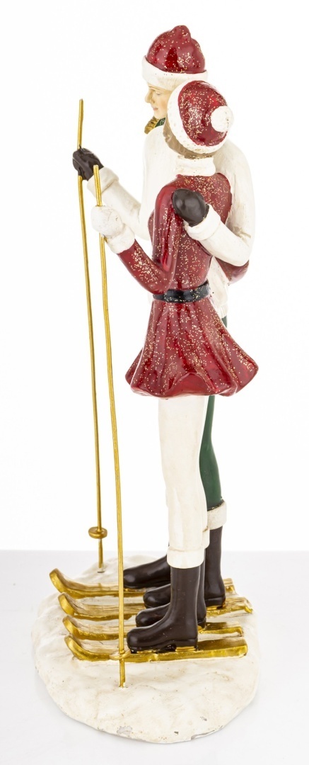 Figurine of a pair of skiers 27cm, polyresin (181004)