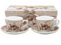 Set of 2 ceramic cups and saucers "forest animals" (PG-19680) in a decorative box
